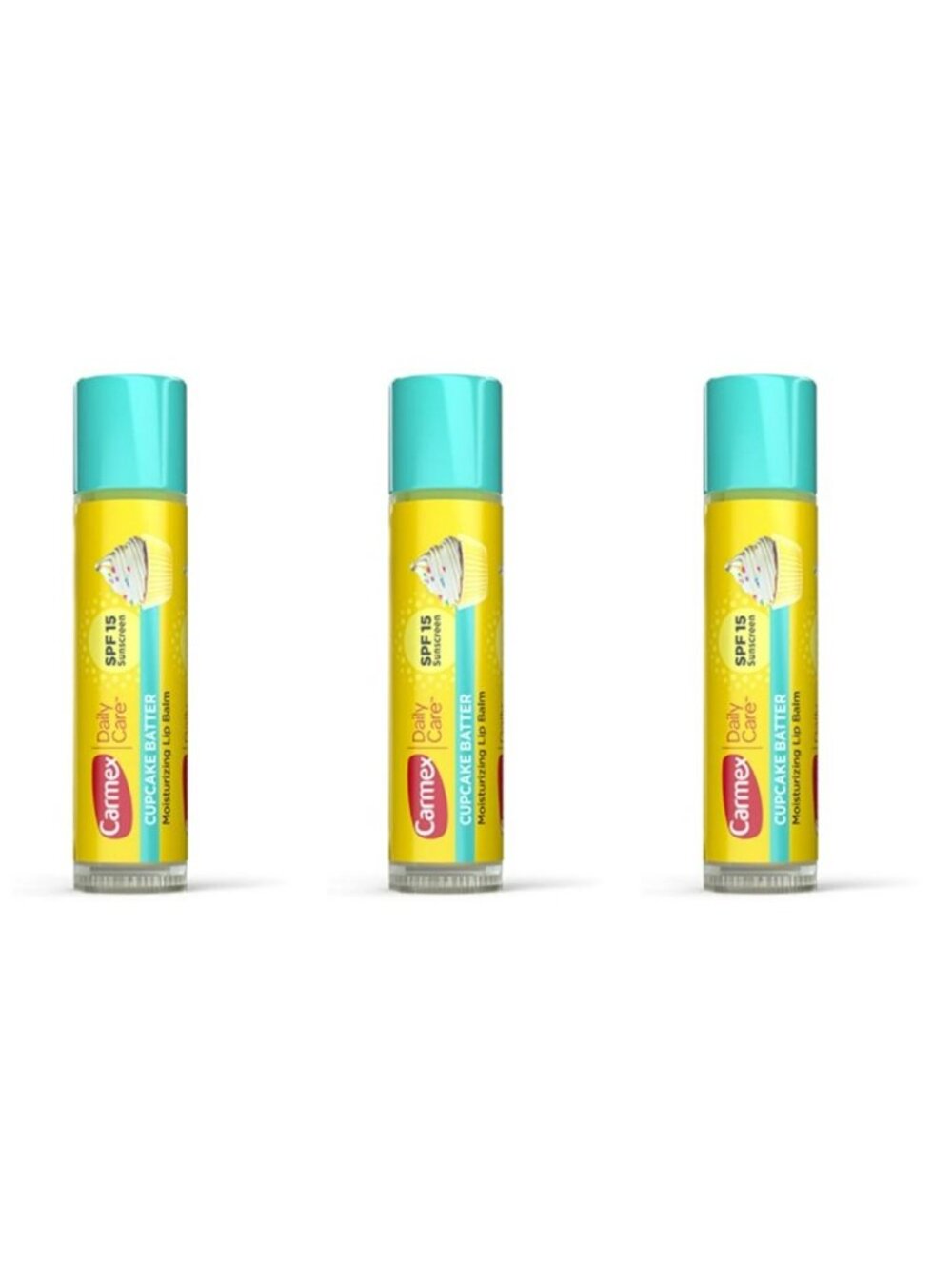 3pc Carmex Daily Care Cupcake Batter SPF 15 Lip Balm Moisturizing +Soothing Care
